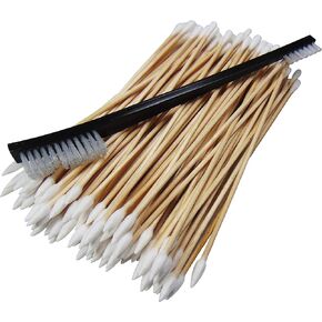 Type-III Universal Gun Cleaning Kit with 100pc 6 Inch Tapered and Regular Tip Cotton Swabs and Black Double Sided Nylon Brush
