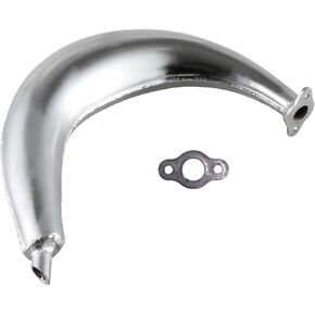 40mm Half Moon Banana Silencer Muffler Exhaust Pipe Chrome Upgrade High Performance For 49cc 60cc 66cc 80cc 2-Stroke Engine Motor Motorized Motorised Bicycle Bike Silver