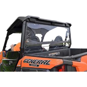 SuperATV Non-Scratch Resistant Clear Rear Windshield for 2016+ Polaris General 1000 / General 4 1000 and 2020+ General XP 1000 / General XP 4 1000 | 1/4" Thick Polycarbonate | Made in the USA!