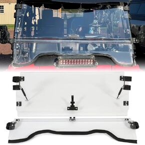 Kojem 3-in-1 Gas Spring Folding Windshield Compatible with 2014-2024 Honda Pioneer 700 / 700 4 Flip Scratch Resistant Windscreen Open Vented Closed Clear