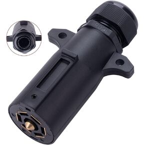 RV 7 Pin Trailer Plug with Waterproof Seal Heavy Duty 7 Way Round RV-Style Trailer Connector 7 Point Trailer Wiring Replacement Plug Adapter