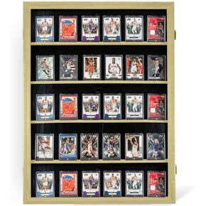 DECOMIL Graded Sports Card Display Case, Trading Baseball Card Display, Football Card Display, Basketball Card Display, Comic, Card Collection Display Cabinet, 3 Color, Solid Wood (BLACK)