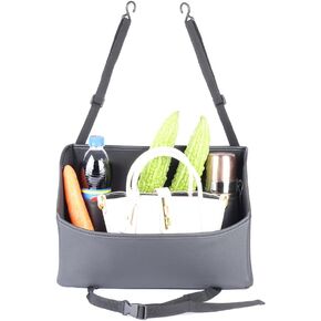 Car Handbag Purse Holder Between Seats Leather Car Front Seat Storage Bag Large Capacity Car Organizers for Book Document Phone Bottle Tissue Toy (Beige Style-1)