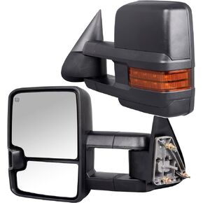 2pcs Left & Right Side Power Operated Heated Glass Rear View Mirror ABS Black Towing Mirror with LED Turn Signal Lights Compatible with 99-02 Chevy Silverado GMC Sierra in Saudi Arabia