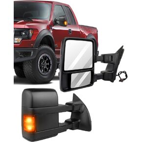 ECCPP Towing Mirror Replacement fit for 1999-2007 for Ford for F250 for F350 F450 F550 Super Duty Towing Mirrors Power Heated Turn Signal Light Pair Set Mirrors Chrome Cover Driver and Passenger Side