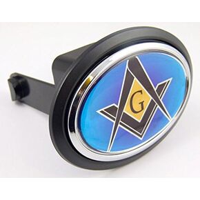 Masonic Freemasonry Flag Hitch Cover Cap 2" Receiver Black with Chrome & Dome
