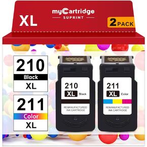 myCartridge SUPRINT 210XL 211XL Combo Remanufactured Ink Cartridge Replacement for Canon 210XL 211XL Black Color for PIXMA MX410 IP2700 IP2702 MP240 MP250 MP495 MX340 Printer 210XL 211XL Ink Cartridge