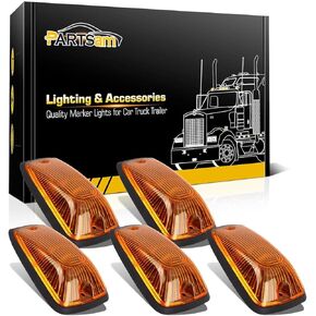 Partsam 5X Cab Roof Marker Amber Cover 264159AM + 5X Base Compatible with C1500 C2500 C3500 K1500 K2500 K3500 1988 1989 1990 1991 1992 1993 1994 1995 1996 1997 1998 1999 2000 2001 2002