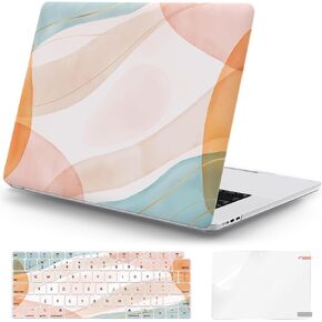 iCasso Compatible with MacBook Air 13.6 Inch Case 2025 2024-2022 Release M4 A3240 M3 A3113 A2681 M2 with Retina Display, Matte Hard Shell Case for MacBook Air 13 + Keyboard Cover, Art Modern