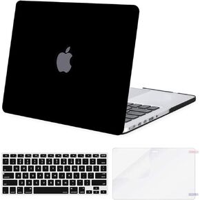 حافظة MOSISO البلاستيكية الصلبة وغطاء لوحة المفاتيح وواقي الشاشة متوافق فقط مع جهاز MacBook Pro Retina 15 بوصة (الموديل: A1398، الإصدار الأقدم 2015 - نهاية 2012)، وردي طباشيري