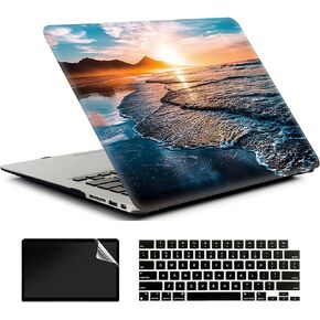 Compatible with MacBook Air 15 Inch Case 2023 M2 A2941, Plastic Hard Shell Case & Keyboard Cover & Screen Protector - Beach Sunset