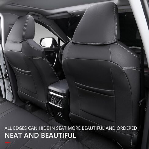 مجموعة أغطية مقاعد Xipoo Fit Toyota RAV4 كاملة لملحقات Rav4 LE XLE وXLE Premium and Limited 2019 2020 2021 2022 2023 2024 (أسود + أحمر، 2019-2024 RAV4 (ليس للمغامرة وTRD-Off Road)) in Kuwait