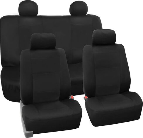 FH Group Car Seat Covers Full Set Black Neoprene - Universal Fit Waterproof Automotive Low Back Front and Solid Back Seat Cover, Washable Seat Cover for SUV, Sedan and Van in Saudi Arabia
