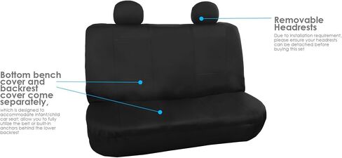 FH Group Car Seat Covers Full Set Black Neoprene - Universal Fit Waterproof Automotive Low Back Front and Solid Back Seat Cover, Washable Seat Cover for SUV, Sedan and Van in Saudi Arabia