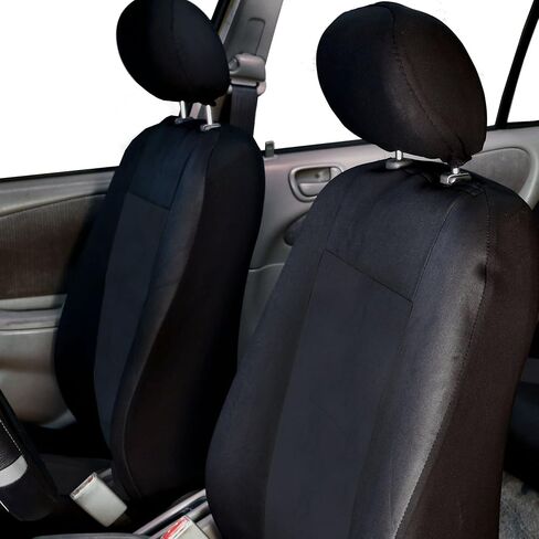 FH Group Car Seat Covers Full Set Black Neoprene - Universal Fit Waterproof Automotive Low Back Front and Solid Back Seat Cover, Washable Seat Cover for SUV, Sedan and Van in Saudi Arabia