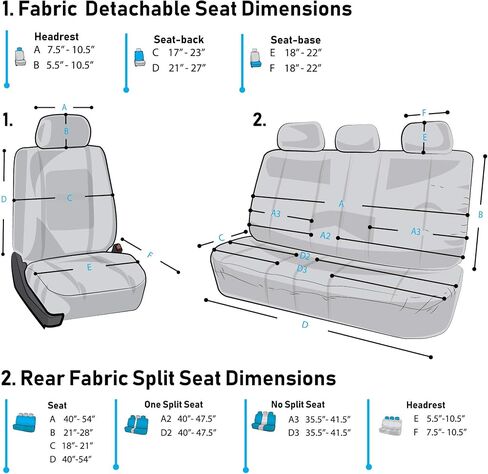 FH Group Car Seat Covers Full Set Black Neoprene - Universal Fit Waterproof Automotive Low Back Front and Solid Back Seat Cover, Washable Seat Cover for SUV, Sedan and Van in Saudi Arabia