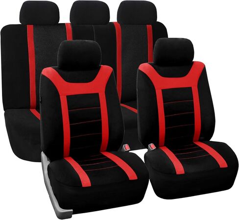 FH Group Car Seat Covers Full Set Black Neoprene - Universal Fit Waterproof Automotive Low Back Front and Solid Back Seat Cover, Washable Seat Cover for SUV, Sedan and Van in Saudi Arabia