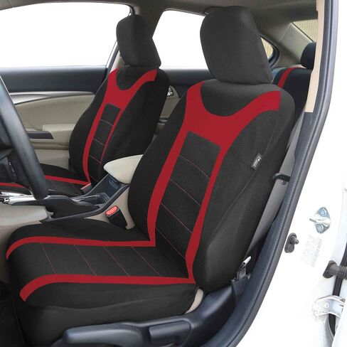 FH Group Car Seat Covers Full Set Black Neoprene - Universal Fit Waterproof Automotive Low Back Front and Solid Back Seat Cover, Washable Seat Cover for SUV, Sedan and Van in Saudi Arabia