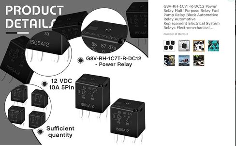 4 قطع G8V-RH-1C7T-R-DC12 G8V-RH-1C7T-R 5PIN 20A مرحل الطاقة متعدد الأغراض، مرحل السيارات الصغير، SPDT) in Kuwait