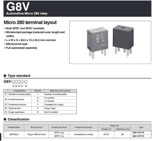4 قطع G8V-RH-1C7T-R-DC12 G8V-RH-1C7T-R 5PIN 20A مرحل الطاقة متعدد الأغراض، مرحل السيارات الصغير، SPDT) in Kuwait