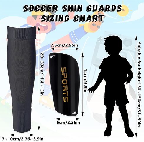Kids Youth Soccer Shin Guards, Shin Pads and Shin Guard Sleeves for 3-15 Years Old Boys and Girls for Football Games Training, EVA Cushion Protection Reduce Shocks and Injurie (Black) in Saudi Arabia