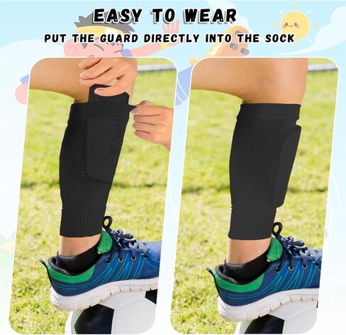 Kids Youth Soccer Shin Guards, Shin Pads and Shin Guard Sleeves for 3-15 Years Old Boys and Girls for Football Games Training, EVA Cushion Protection Reduce Shocks and Injurie (Black) in Saudi Arabia