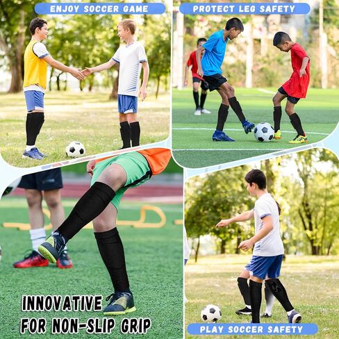 Kids Youth Soccer Shin Guards, Shin Pads and Shin Guard Sleeves for 3-15 Years Old Boys and Girls for Football Games Training, EVA Cushion Protection Reduce Shocks and Injurie (Black) in Saudi Arabia