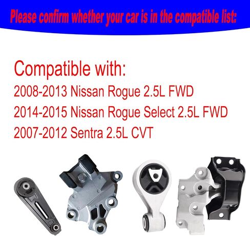 حامل محرك المحرك وحامل Trans Mount متوافق مع Nissan 2008-2013 Nissan Rogue 2.5L 2014-2015 Rogue Select 2.5L FWD 2007-2012 Sentra 2.5L CVT بديل لـ A7370 A7384 A4351 A4352 in Saudi Arabia