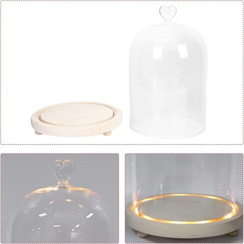 Beaupretty Glass Display Dome, Glass Dome with Lighted Base Light Up Glass Dome Glass Cloche Dome Glass Display Cloche Dome with Base in Saudi Arabia