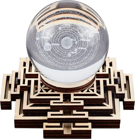 GORGECRAFT 4" Metatron's Cube Crystal Sphere Display Stand Wood Crystal Ball Grid Board Wooden Rack Base Holder Wall Decor Sacred Geometry Meditation Chakra Art Yoga Spiritual Gifts(Hexagon) in Saudi Arabia