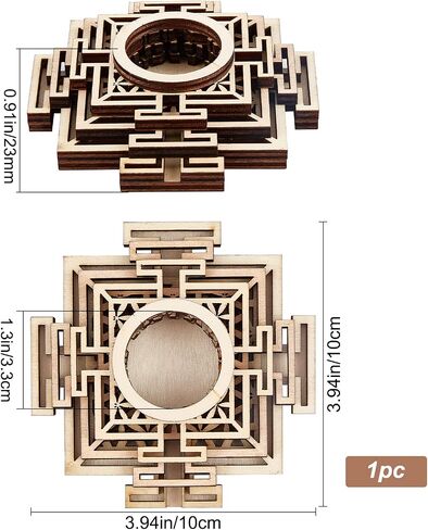 GORGECRAFT 4" Metatron's Cube Crystal Sphere Display Stand Wood Crystal Ball Grid Board Wooden Rack Base Holder Wall Decor Sacred Geometry Meditation Chakra Art Yoga Spiritual Gifts(Hexagon) in Saudi Arabia