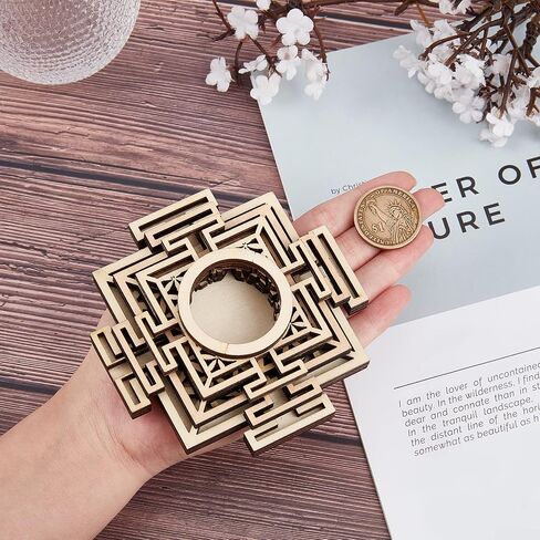 GORGECRAFT 4" Metatron's Cube Crystal Sphere Display Stand Wood Crystal Ball Grid Board Wooden Rack Base Holder Wall Decor Sacred Geometry Meditation Chakra Art Yoga Spiritual Gifts(Hexagon) in Saudi Arabia