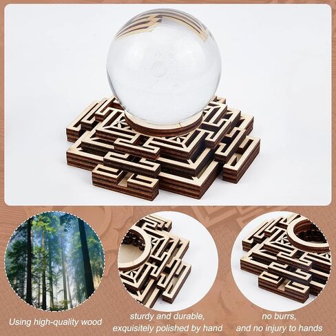 GORGECRAFT 4" Metatron's Cube Crystal Sphere Display Stand Wood Crystal Ball Grid Board Wooden Rack Base Holder Wall Decor Sacred Geometry Meditation Chakra Art Yoga Spiritual Gifts(Hexagon) in Saudi Arabia