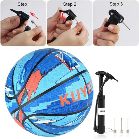 Blue Armor Graffiti، مقاس 7 (29.5 بوصة) كرة السلة النابضة بالحياة في الهواء الطلق، جلد مركب ناعم، كرة السلة للرجال للأعمار من 12 عامًا فما فوق، انتعاش ممتاز، كرة السلة في الشوارع (مع مضخة الهدية الترويجية) in Kuwait