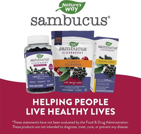 Nature’s Way Sambucus Elderberry Lozenges, 1000 mg Vitamin C Per Serving, Wild Cherry, 24 Count in Saudi Arabia