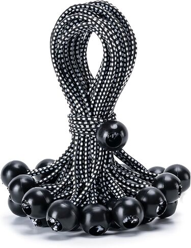 28 حزمة من حبل بنجي الكرة، كرات حبل بنجي شديدة التحمل مقاس 9 بوصة، مظلة قماش القنب مربوطة لأسفل كرات بنجي للتخييم، والخيام، والبضائع، وحمل الأسلاك والخراطيم، ومظلات الفناء، والمظلة (أسود) in Kuwait