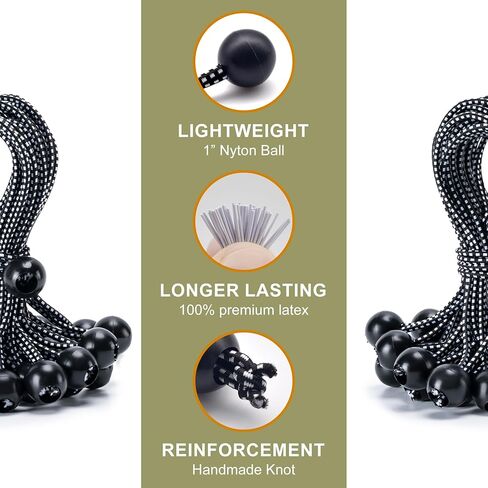 28 حزمة من حبل بنجي الكرة، كرات حبل بنجي شديدة التحمل مقاس 9 بوصة، مظلة قماش القنب مربوطة لأسفل كرات بنجي للتخييم، والخيام، والبضائع، وحمل الأسلاك والخراطيم، ومظلات الفناء، والمظلة (أسود) in Kuwait