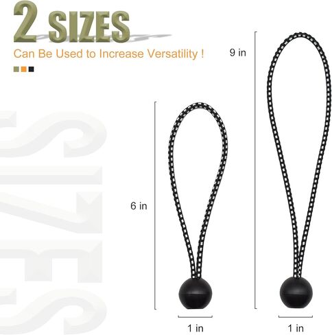 28 حزمة من حبل بنجي الكرة، كرات حبل بنجي شديدة التحمل مقاس 9 بوصة، مظلة قماش القنب مربوطة لأسفل كرات بنجي للتخييم، والخيام، والبضائع، وحمل الأسلاك والخراطيم، ومظلات الفناء، والمظلة (أسود) in Kuwait