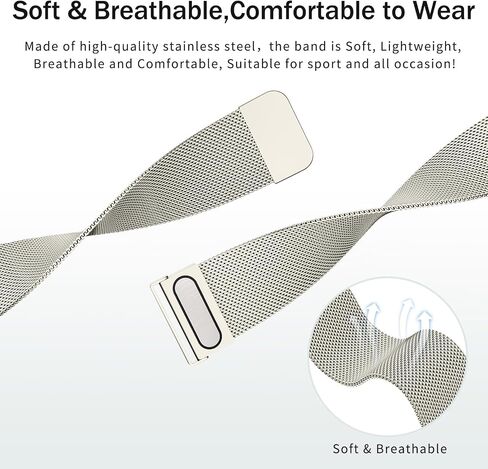 Amzpas Band Compatible with Fitbit Versa 4 & Fitbit Versa 3 Band for Women Men, Adjustable Stainless Steel Mesh Loop Magnetic Replacement Strap for Fitbit Sense 2 / Fitbit Sense Smartwatch in Kuwait
