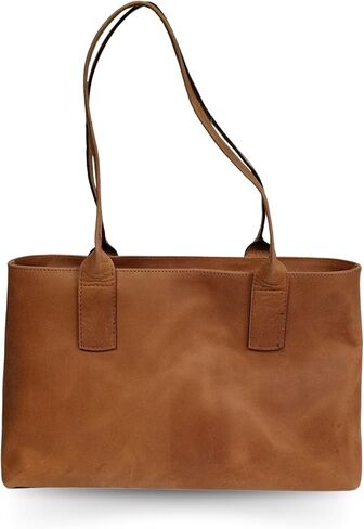 حقيبة يد جلدية لكل شيء للنساء من الجلد الطبيعي للكمبيوتر المحمول وحقيبة كتف للمكتب وحقيبة يد كلاسيكية باللون البني in Kuwait