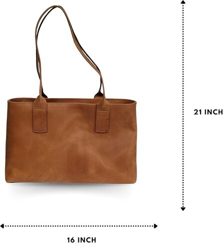 حقيبة يد جلدية لكل شيء للنساء من الجلد الطبيعي للكمبيوتر المحمول وحقيبة كتف للمكتب وحقيبة يد كلاسيكية باللون البني in Kuwait