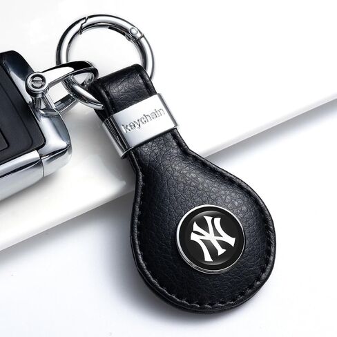 for New York Yankees Baseball Fans Car Keychain Keyring Accessories, Leather Car Key Chain Replacement for Key Fob Holder,Delicate Gifts for Men Women, NY Yankees in Saudi Arabia