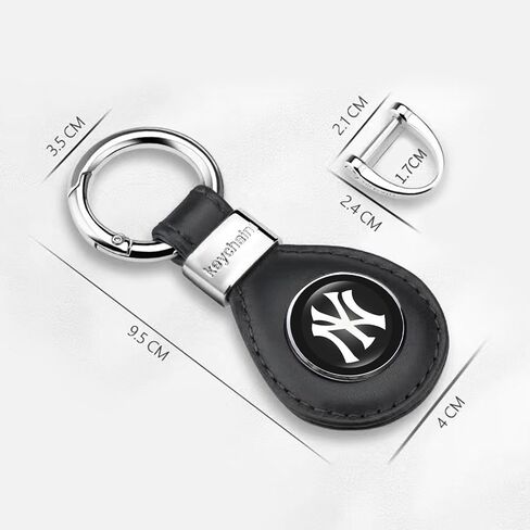 for New York Yankees Baseball Fans Car Keychain Keyring Accessories, Leather Car Key Chain Replacement for Key Fob Holder,Delicate Gifts for Men Women, NY Yankees in Saudi Arabia
