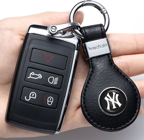 for New York Yankees Baseball Fans Car Keychain Keyring Accessories, Leather Car Key Chain Replacement for Key Fob Holder,Delicate Gifts for Men Women, NY Yankees in Saudi Arabia