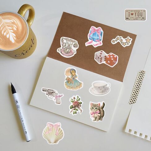 120PCS Coquette Stickers, Coquette Aesthetic Stickers for Water Bottle Laptop, Coquette Room Decor Vintage, Coquette Accessories for Adults Teens in Saudi Arabia