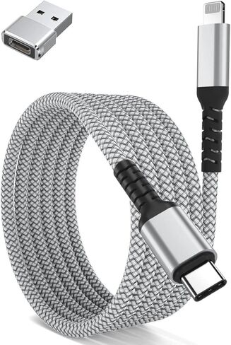 Basesailor USB C to Lightning Car Charger Cable 6.6ft with USB A Adapter,Type C Power PD Fast Charging Cord for Apple iPhone 14 13 12 11 10 Pro Max Mini,CarPlay,SE,i12,i13 Phone,Airpods in Saudi Arabia