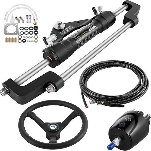 VEVOR Hydraulic Outboard Steering Kit, 300HP Helm Pump, 14 ft Hydraulic Nylon Hose, 13.5" Steering Wheel, Aluminum Alloy Hydraulic Boat Steering System for Center Console, Bass Boats, Flats Boats in Saudi Arabia