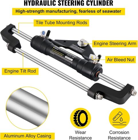 VEVOR Hydraulic Outboard Steering Kit, 300HP Helm Pump, 14 ft Hydraulic Nylon Hose, 13.5" Steering Wheel, Aluminum Alloy Hydraulic Boat Steering System for Center Console, Bass Boats, Flats Boats in Saudi Arabia