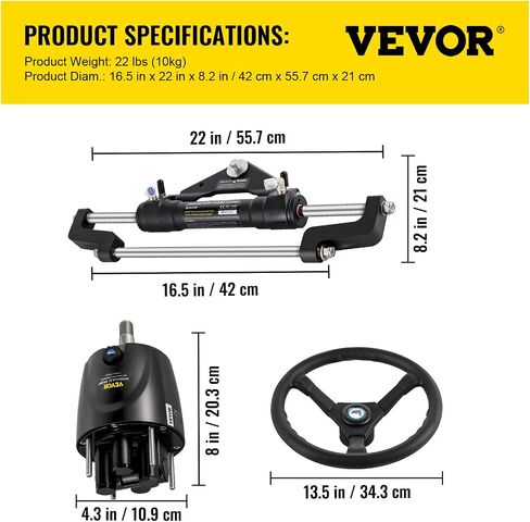 VEVOR Hydraulic Outboard Steering Kit, 300HP Helm Pump, 14 ft Hydraulic Nylon Hose, 13.5" Steering Wheel, Aluminum Alloy Hydraulic Boat Steering System for Center Console, Bass Boats, Flats Boats in Saudi Arabia
