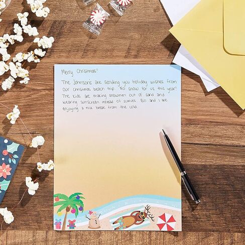 ورق قرطاسية لعيد الميلاد على الشاطئ، دباغة الرنة (حجم الرسالة، 100 ورقة) in Kuwait